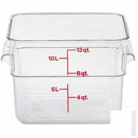 Cambro Manufacturing 12SFSCW135 Cambro® Square Food Container W/ Handle, 11-1/4"L x 12-1/4"W x 8-3/4"H, Clear image.