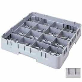 Cambro Manufacturing 16S738151 Cambro 16S738151 - Camrack  Glass Rack 16 Compartments 7-3/4" Max. Height Soft Gray NSF image.