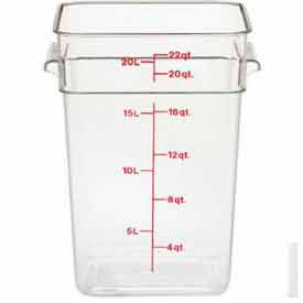 Cambro Manufacturing 22SFSCW135 Cambro® Camsquare® Food Container W/ Handle, 11-1/4"L x 12-1/4"W x 15-3/4"H, Clear image.