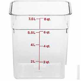 Cambro Manufacturing 8SFSCW135 Cambro® Square Food Container, 8-3/8"L x 8-3/8"W x 9-1/8"H, Clear image.