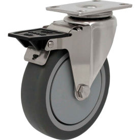 Casters, Wheels & Industrial Handling 15TP40GI4S06HY Durable Superior Casters Swivel Top Plate Caster - 4"Dia. Precision Bearings with Top Lock Brk image.