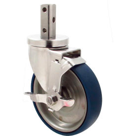 Casters, Wheels & Industrial Handling 15US50GLA342TY Durable Superior Casters Swivel Stem Caster - 5"Dia. Stainless Disc, Bearing with Top Lock, 2"H Stem image.