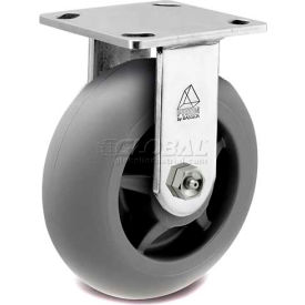 Bassick Prism Stainless Steel Rigid Caster - Thermal Plastic Rubber - Round Tread - 6