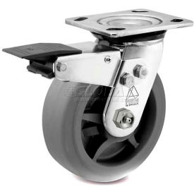 Casters, Wheels & Industrial Handling CPT40156SS-TPR11(GG) Bassick Prism Stainless Steel Total Lock Swivel Caster - Thermal Plastic Rubber - Flat Tread - 4" image.