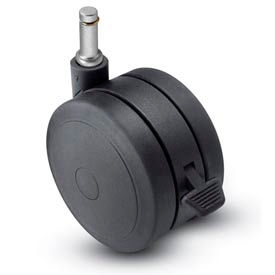Casters, Wheels & Industrial Handling PSF100211BK-B Shepherd® Grip Ring Stem Soft Tread Caster with Brake - 100mm Dia. 7/16 x 1-7/16 Stem Black image.
