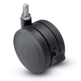 Casters, Wheels & Industrial Handling PSF50507BK-B Shepherd® Threaded Stem Soft Tread Caster with Brake - 50mm Dia. 5/16-18 x 1 Stem Black image.