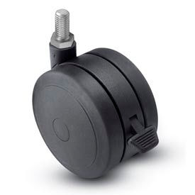 Casters, Wheels & Industrial Handling PSF50637BK-B Shepherd® Threaded Stem Soft Tread Caster with Brake - 50mm Dia. 3/8-16 x 3/4 Stem Black image.