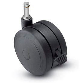 Casters, Wheels & Industrial Handling PSF60211BK-B Shepherd® Grip Ring Stem Soft Tread Caster with Brake - 60mm Dia. 7/16 x 1-7/16 Stem Black image.