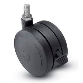 Casters, Wheels & Industrial Handling PSF60507BK-B Shepherd® Threaded Stem Soft Tread Caster with Brake - 60mm Dia. 5/16-18 x 1 Stem Black image.