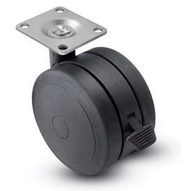 Casters, Wheels & Industrial Handling PSF75101BK-B Shepherd® Swivel Top Plate Soft Tread Caster With Brake, 75mm Dia., Black image.