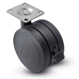 Casters, Wheels & Industrial Handling PSF75116BK-B Shepherd® Swivel Top Plate Soft Tread Caster with Brake - 75mm Dia. Black image.