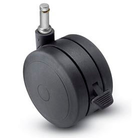 Casters, Wheels & Industrial Handling PSF75223BK-B Shepherd® Grip Ring Stem Soft Tread Caster with Brake - 75mm Dia. 7/16 x 7/8 Stem Black image.