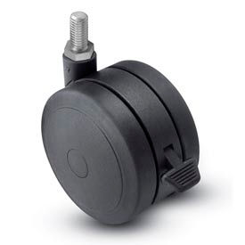 Casters, Wheels & Industrial Handling PSF75637BK-B Shepherd® Threaded Stem Soft Tread Caster with Brake - 75mm Dia. 3/8-16 x 3/4 Stem Black image.