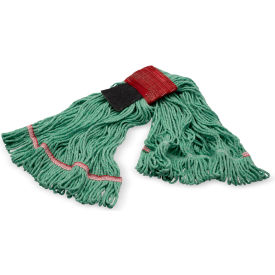 Carlisle Sanitary Maintenance 369424S09 Carlisle® Looped End Mop w/ Scrubber & Red Band, Large, Green, Pack of 12 image.