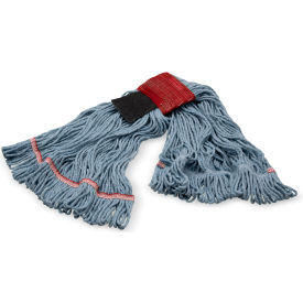 Carlisle Sanitary Maintenance 369424S14 Carlisle® Looped End Mop w/ Scrubber & Red Band, Large, Blue, Pack of 12 image.