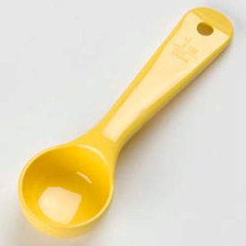 Carlisle Sanitary Maintenance 492104 Carlisle 492104 - Solid, Measure Miser Spoon Short Handle, 1 Oz., Yellow image.