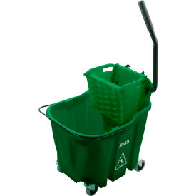 Carlisle Sanitary Maintenance 8690409 Sparta Mop Bucket Combo w/ Sidepress Wringer, 35 qt Bucket Capacity, Green image.