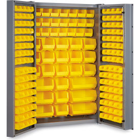 Global Industrial B1961823 Global Industrial™ Bin Cabinet Deep Door - 176 Yellow Bins, 16 Ga. All-Welded Cabinet 48x24x72 image.