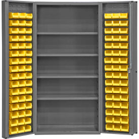 Global Industrial B1961818 Global Industrial™ Bin Cabinet Deep Door - 96 Yellow Bins, 16 Ga. All-Welded Cabinet 36x24x72 image.
