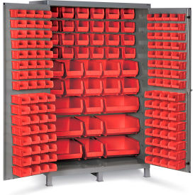 Global Industrial B1961831 Global Industrial™ Bin Cabinet Flush Door - 171 Red Bins, 16 Ga All-Welded Cabinet 48 x 24 x 78 image.