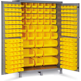 Global Industrial B1961832 Global Industrial™ Bin Cabinet Flush Door - 171 Yellow Bins, 16 Ga. All-Welded Cabinet 48x24x78 image.