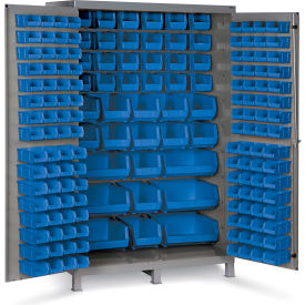 Global Industrial B1961833 Global Industrial™ Bin Cabinet Flush Door - 171 Blue Bins, 16 Ga. All-Welded Cabinet 48x24x78 image.