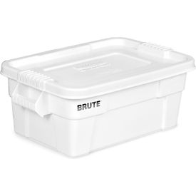 Rubbermaid Commercial Products FG9S3000GRAY Rubbermaid 14 Gallon Brute Tote with Lid FG9S3000GRAY -  27-1/2 x 16-3/4 x 10-3/4  - Gray image.