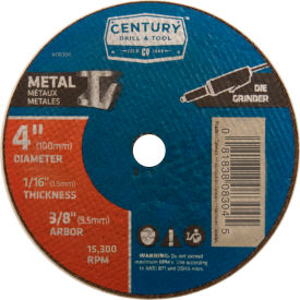 Century Drill & Tool 8304 Century Drill 08304 Cutting Wheel 4" x 3/8" Aluminum Oxide image.