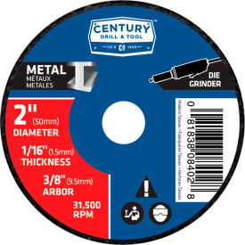 Century Drill & Tool 8402 Century Drill 08402 Cutting Wheel 3Pak 2" x 3/8" Aluminum Oxide image.