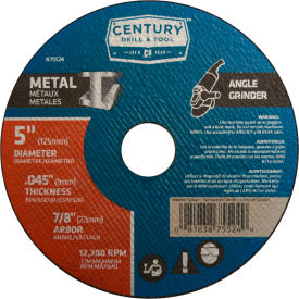 Century Drill & Tool 75524 Century Drill 75524 Cutting Wheel 5" x 7/8" Aluminum Oxide image.