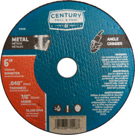 Century Drill & Tool 75528 Century Drill 75528 Cutting Wheel 6" x 7/8" Aluminum Oxide image.
