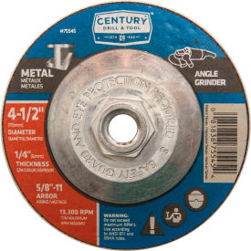 Century Drill & Tool 75545 Century Drill  75545  Depressed Center Grinding Wheel 4-1/2" x 5/8-11"  Type 27 Aluminum Oxide  image.