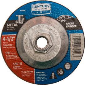 Century Drill & Tool 75546 Century Drill  75546  Depressed Center Grinding Wheel 4-1/2" x 5/8-11"  Type 27 Aluminum Oxide  image.