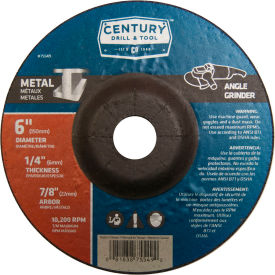 Century Drill & Tool 75549 Century Drill  75549  Depressed Center Grinding Wheel 6" x 7/8"  Type 27 Aluminum Oxide  image.