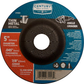 Century Drill & Tool 75553 Century Drill  75553  Depressed Center Grinding Wheel 5" x 7/8"  Type 27 Aluminum Oxide  image.