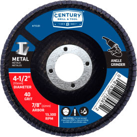 Century Drill & Tool 75581 Century Drill 75581 Flap Disc 4-1/2" x 5/8" 40 Grit Zirconia image.