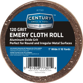 Century Drill & Tool 77301 Century Drill 77301 Emery Cloth Shop Roll 10 Yards 1" Wide 120 Grit  image.