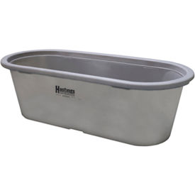 Hastings Equity Manufacturing HP20204 Hastings Poly Stock Tank HP20204 Round-End 97 Gallon 53"L x 33"W x 24-1/2"H with Drain Plug  - Gray image.