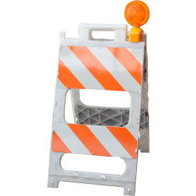 Cortina Plastx Type I Fold Flat Barricade Engineer Grade Sheeting 24""L x 12""W Panel Orange/White