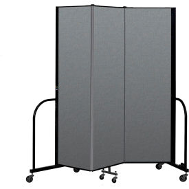 Screenflex Partitions CFSL-683CG Screenflex Portable Room Divider 3 Panel, 68"H x 59"W, Fabric Color Gray image.