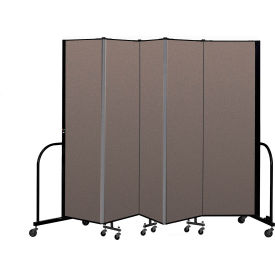 Screenflex Partitions CFSL-685CO Screenflex Portable Room Divider 5 Panel, 68"H x 95"W, Fabric Color Oatmeal image.