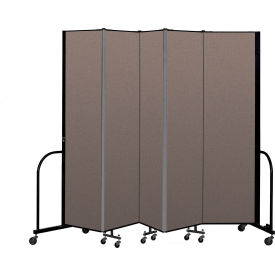 Screenflex Partitions CFSL-745CO Screenflex Portable Room Divider 5 Panel, 74"H x 95"W, Fabric Color Oatmeal image.