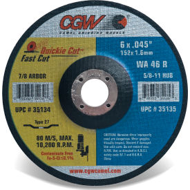 CGW Camel Grinding Wheels Inc. 35133 CGW Abrasives 35133 Fast Cut Thin Cutting Wheel 4-1/2" x 0.045" x 5/8-11" Type 27 Aluminum Oxide image.