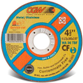 CGW Camel Grinding Wheels Inc. 35515 CGW Abrasives 35515 Cut-Off Wheel 4-1/2" x 7/8" 36 Grit Type 1 Aluminum Oxide image.