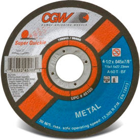 CGW Camel Grinding Wheels Inc. 45103 CGW Abrasives 45103 Cut-Off Wheel 4-1/2" x 7/8" 60 Grit Type 27 Aluminum Oxide image.