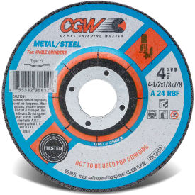 CGW Camel Grinding Wheels Inc. 35613 CGW Abrasives 35613 Depressed Center Wheel 4-1/2" x 1/8" x 5/8- 11 INT T27 24 Grit Aluminum Oxide image.