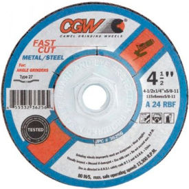CGW Camel Grinding Wheels Inc. 36255 CGW Abrasives 36255 Depressed Center Wheel 4-1/2" x 1/4" x 7/8" Type 27 24 Grit Aluminum Oxide image.