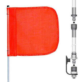 Justrite Safety Group FS10-SPQD-O 10 Heavy Duty Split Pole Warning Whip w/o Light, 12"x11" Orange Rectangle Flag image.