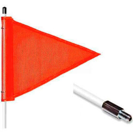 Justrite Safety Group FS3-T-O 3 Heavy Duty Standard Threaded Hex Base Warning Whip w/o Light, 12"x9" Orange Triangle Flag image.