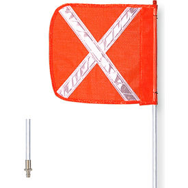 Checkers Ind Prod Inc FS5X-QD-O Checkers® 5 Quick Disconnect Warning Whip w/o Light, 12" x 12", Orange w/ White X Square Flag image.